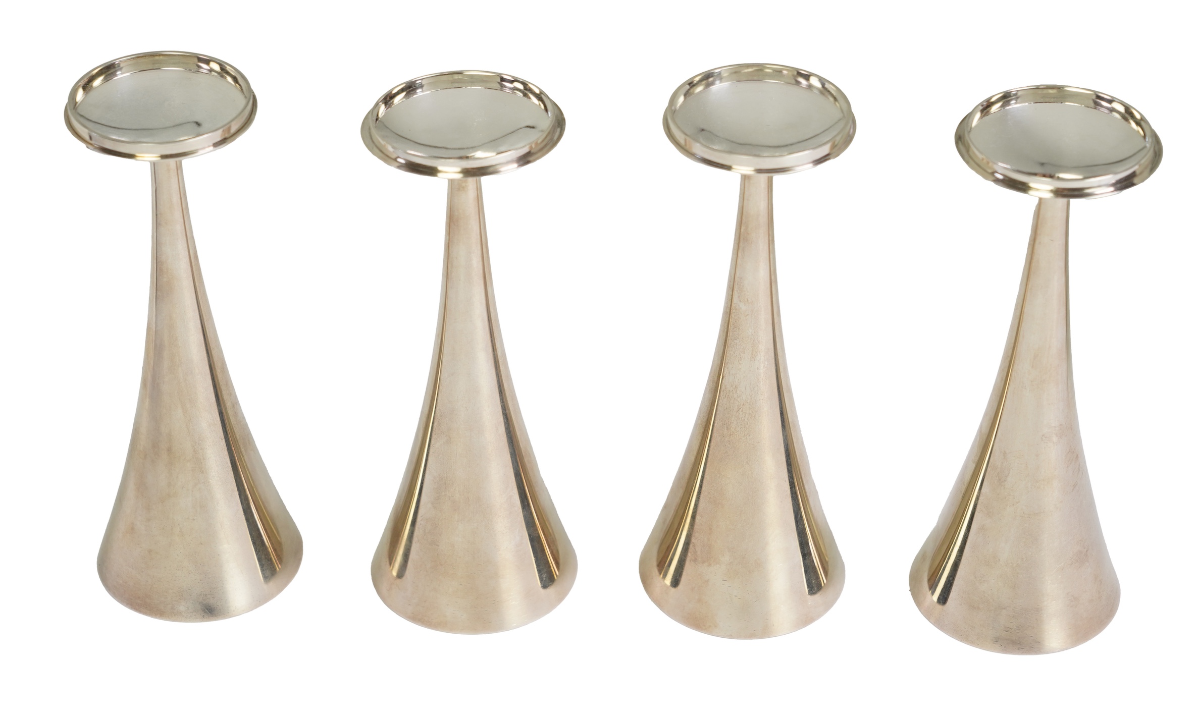 Two pairs of Elizabeth II Stuart Devlin silver candlestick bases